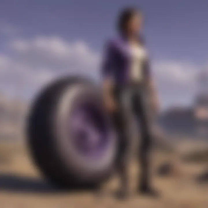 Aesthetic Elegance of Purple Tires in Post-Apocalyptic Setting