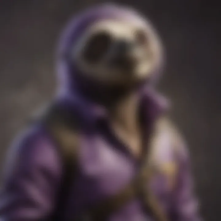 Artistic Representation of Purple Sloth Stuffed Animal's Charismatic Aura