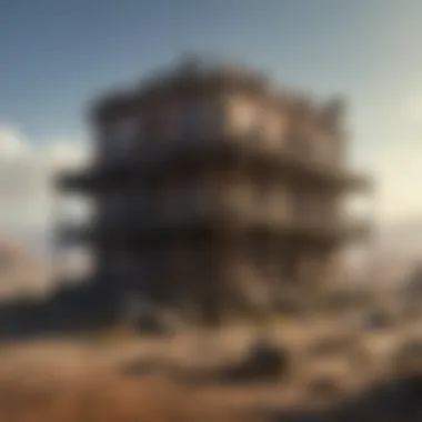 Barter House in a Post-Apocalyptic Landscape Post-apocalyptic landscape featuring a barter house