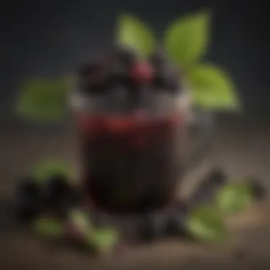 Lush blackberries resting on a wooden table