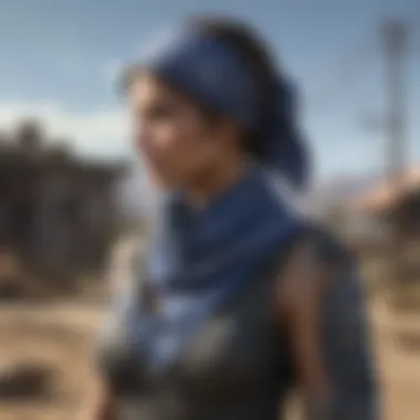 Blue Bandana Draped Across Shoulder