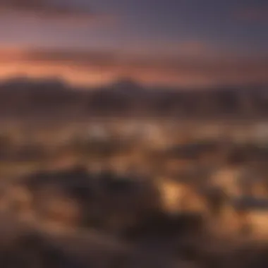 Panoramic view of Boulder City skyline at dusk