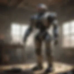 A futuristic buyable robot in a modern home setting, showcasing its sleek design and functionality.