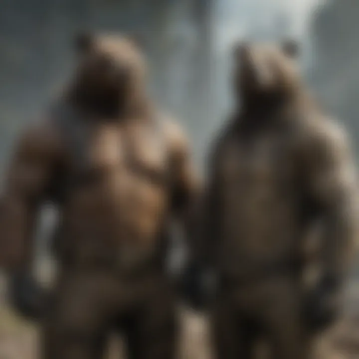 Close-up of the bear brothers showcasing their strong bond