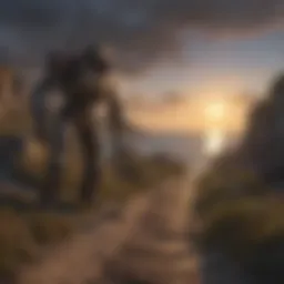 Illuminated Coastal Pathway at Dusk