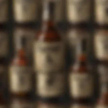 Collector's Treasures: Bourbon Bottles A collection of various empty bourbon bottles displayed, representing their appeal to collectors within the Fallout community.