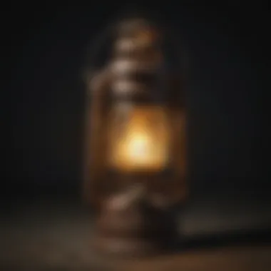 Illuminated Old-World Lantern An old-world lantern illuminated in a dark, post-apocalyptic setting.