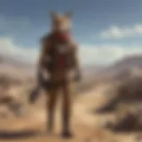 An artistic depiction of a Coyote Courier navigating the wasteland