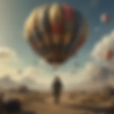 Ballooning Birthday Wishes Imaginative visualization of birthday wishes soaring into the sky like colorful balloons