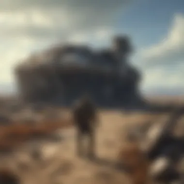 Abandoned Battlefield in Fallout A rugged landscape showcasing the remnants of an abandoned battlefield in the Fallout universe.