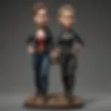 Elegant couple bobbleheads standing on a pedestal