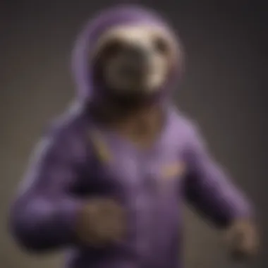 Elegant Purple Sloth Stuffed Animal in Enigmatic Pose