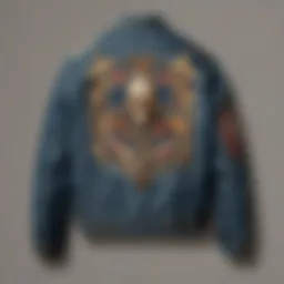 Elegantly embroidered jean letterman jacket