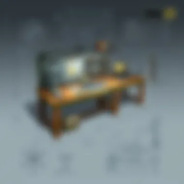 Blueprint of an engineering workbench layout