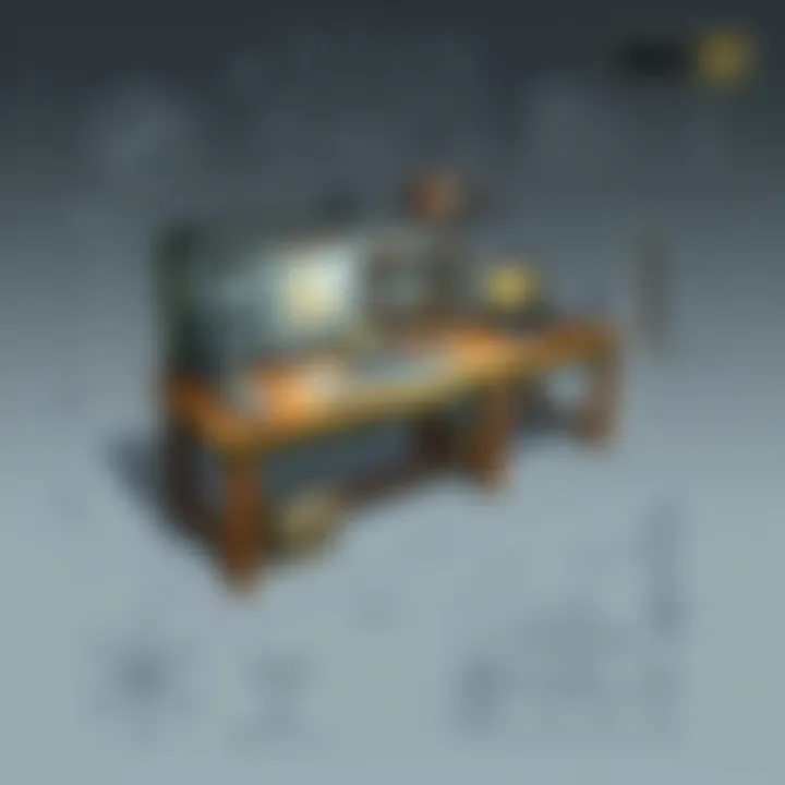 Blueprint of an engineering workbench layout