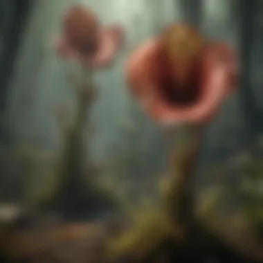 Evolutionary Marvels: Adaptations of Carnivorous Plants An artistically rendered illustration depicting the evolutionary adaptations of carnivorous plants.