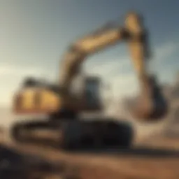 A modern excavator working on a construction site