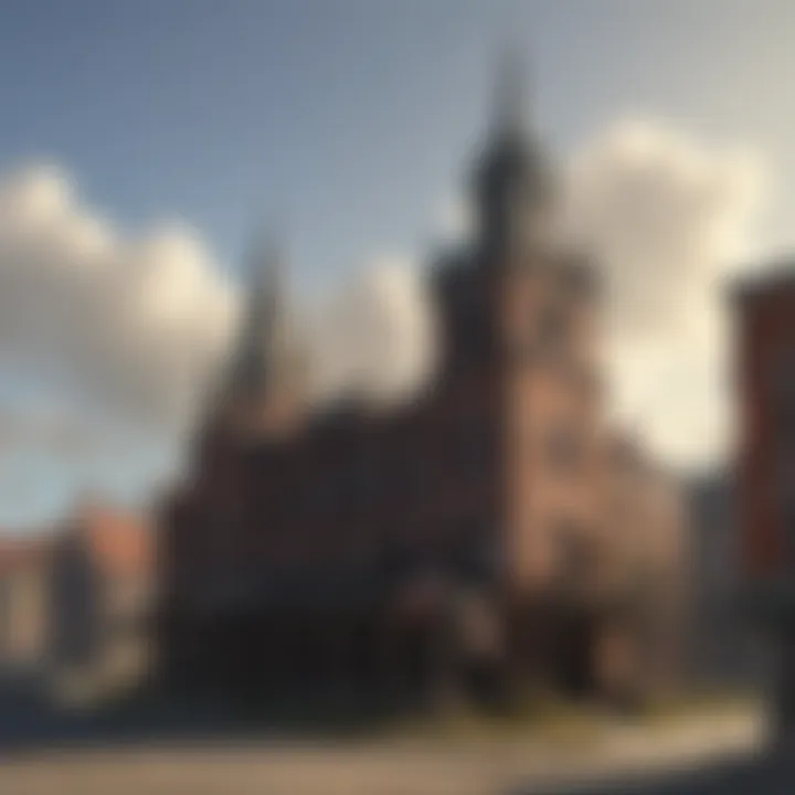 Aerial view showcasing multiple North Church Towers in a historic town.