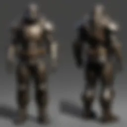A collection of various armor designs from the Fallout series showcasing diversity.