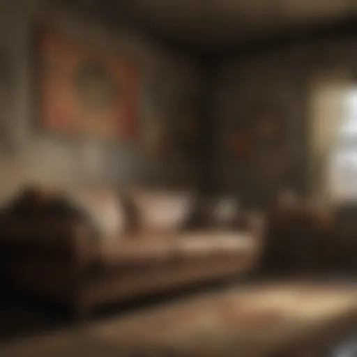 A vintage-inspired sofa set reminiscent of Fallout's aesthetic