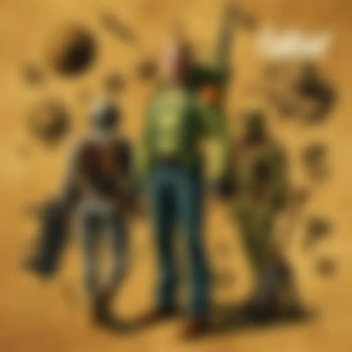 A vibrant map highlighting key locations in the game