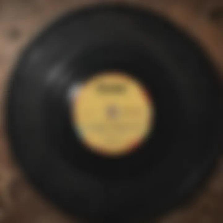 A close-up of the vinyl record grooves showcasing its quality