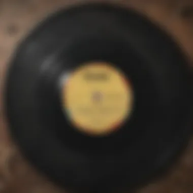 Close-Up of Vinyl Record Grooves A close-up of the vinyl record grooves showcasing its quality