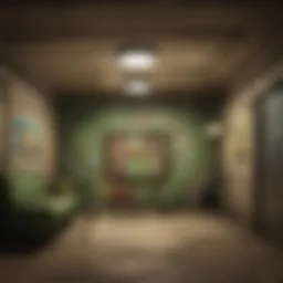 Interior view of a modern Fallout shelter featuring tech gadgets.
