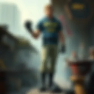 An artistic representation of a post-apocalyptic market scene with G Star Caps being traded