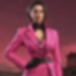 Vibrant hot pink suit dress showcased on a stylish backdrop
