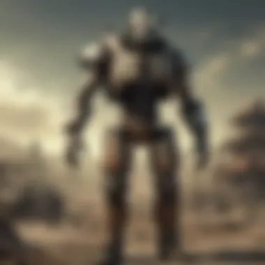 Mr. Handy in a Post-Apocalyptic World An artistic depiction of Mr. Handy amidst a post-apocalyptic landscape.