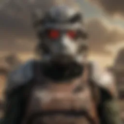 Detailed representation of NCR insignia with a post-apocalyptic backdrop
