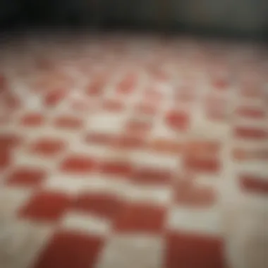 Modern minimalist red and white checkerboard floor tiles