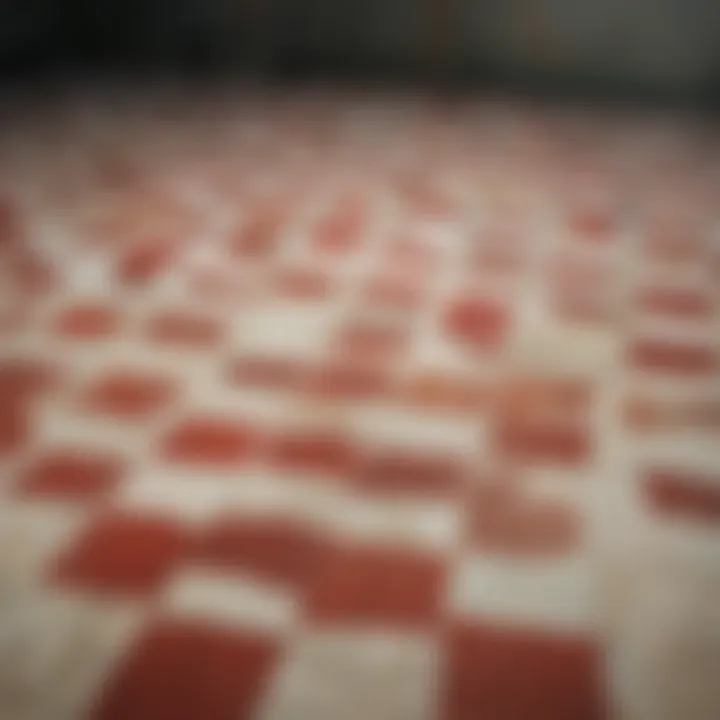 Modern minimalist red and white checkerboard floor tiles