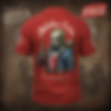 Nuka Cola Shirt with Fallout Memorabilia Stylish Nuka Cola shirt displayed against a backdrop of Fallout memorabilia