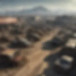 A panoramic view of the Big T Junkyard, showcasing its vast, decaying remnants