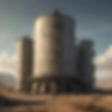 Modern Bunker Silo Architecture Aerial view of a modern bunker silo showcasing its robust structure