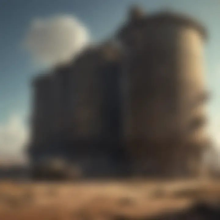 Artistic representation of a bunker silo in a post-apocalyptic landscape