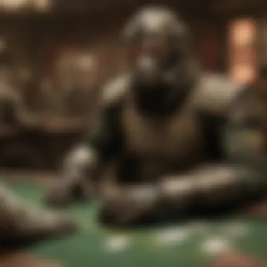 A poker table with characters in deep concentration