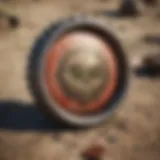 A close-up of a bottlecap lens reflecting a wasteland landscape