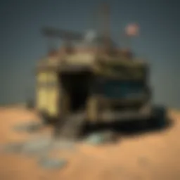 A detailed view of a junk station surrounded by various materials