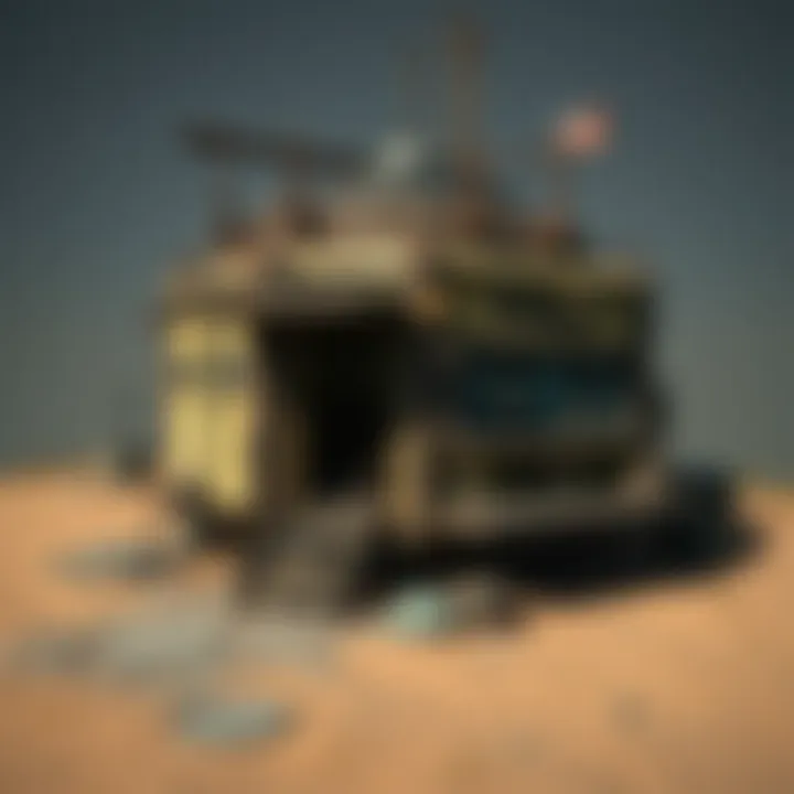 Overview of a Junk Station A detailed view of a junk station surrounded by various materials