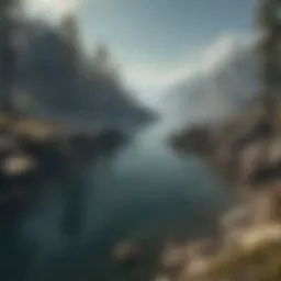 A scenic view of Far Harbor's rugged coastline at sunset.