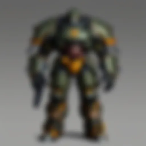 Advanced Power Armor Design A detailed view of advanced power armor showcasing its intricate design