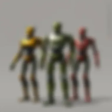 Concept art illustrating the design evolution of robots in Fallout