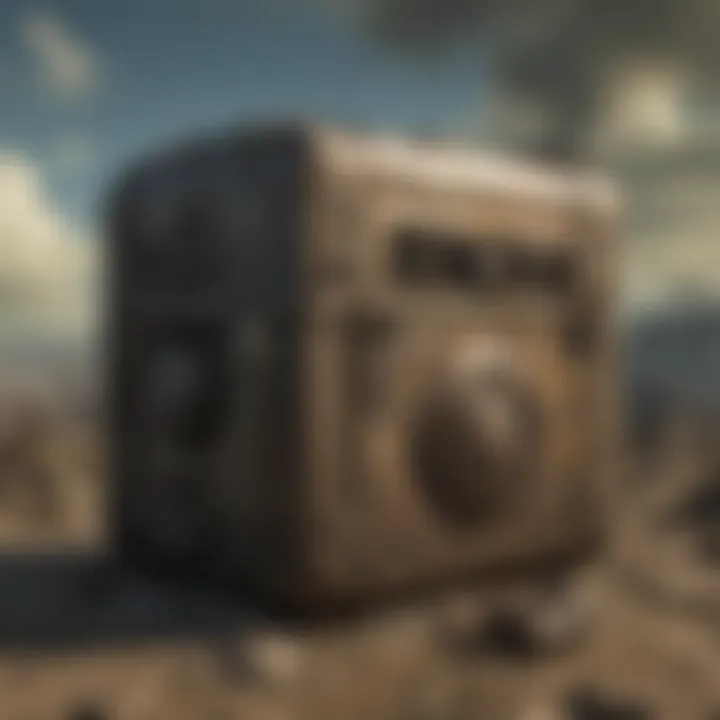 Artistic representation of survival themes represented by the Fallout Box.