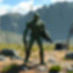 A stunning landscape from the Fallout universe showcasing a post-apocalyptic city