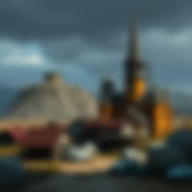 Thriving Settlement in Fallout A settlement thriving amidst a post-apocalyptic landscape