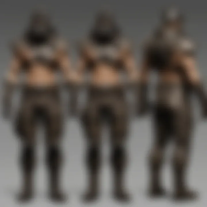 Concept art depicting the evolution of the Raider mascot design through the Fallout series