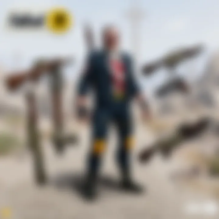 Rare Weapons Showcase A vibrant collection of rare weapons from Fallout 76